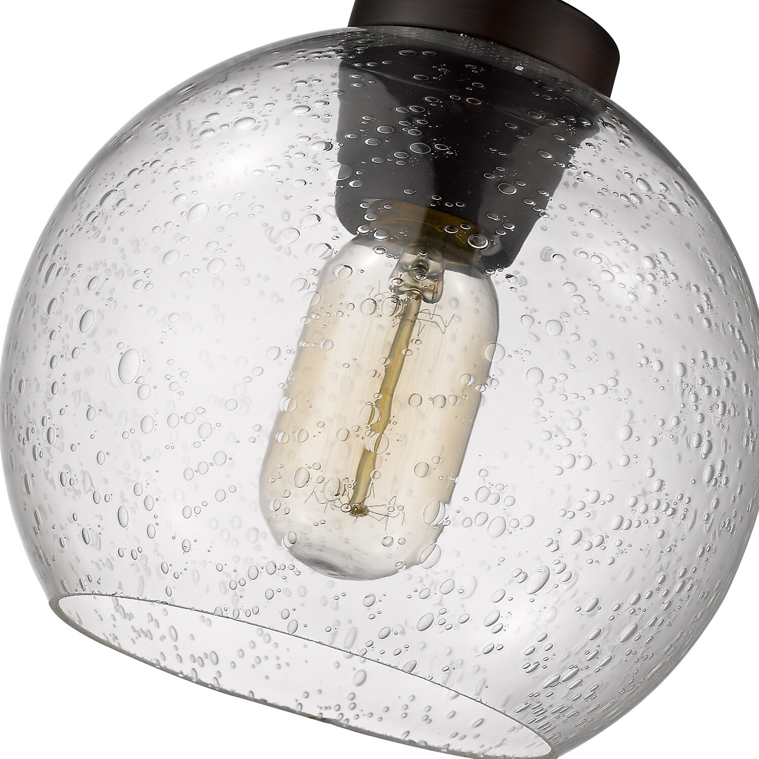 Galveston 1 Light 7.25 inch Rubbed Bronze Flush Mount Ceiling Light in Seeded Glass, Damp