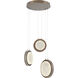 Iris LED 20 inch Burnished Bronze with Ash Multi-Pendant Ceiling Light in 2700K LED