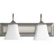 Fort Worth 2 Light 18 inch Satin Nickel Vanity Light Wall Light, Satin Opal