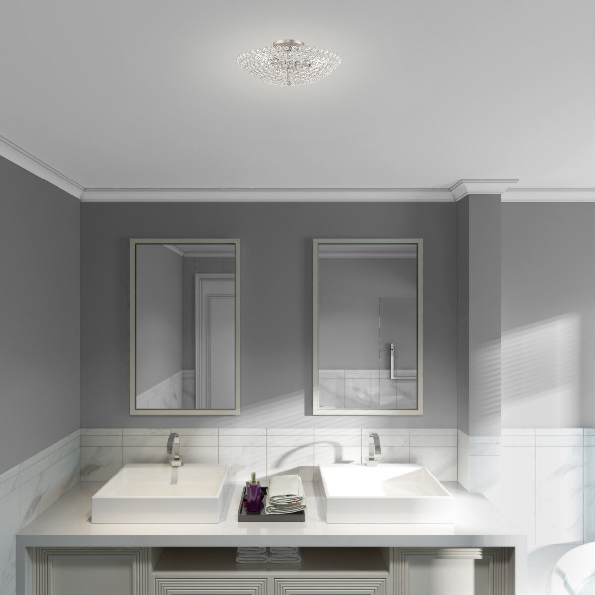 Cassandra 3 Light 16 inch Brushed Nickel Semi-Flush Mount Ceiling Light