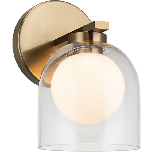 Derbishone Wall Sconce Wall Light in Aged Gold Brass and Clear