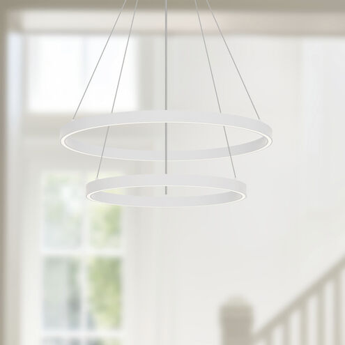 Cerchio LED 23.63 inch White Chandelier Ceiling Light