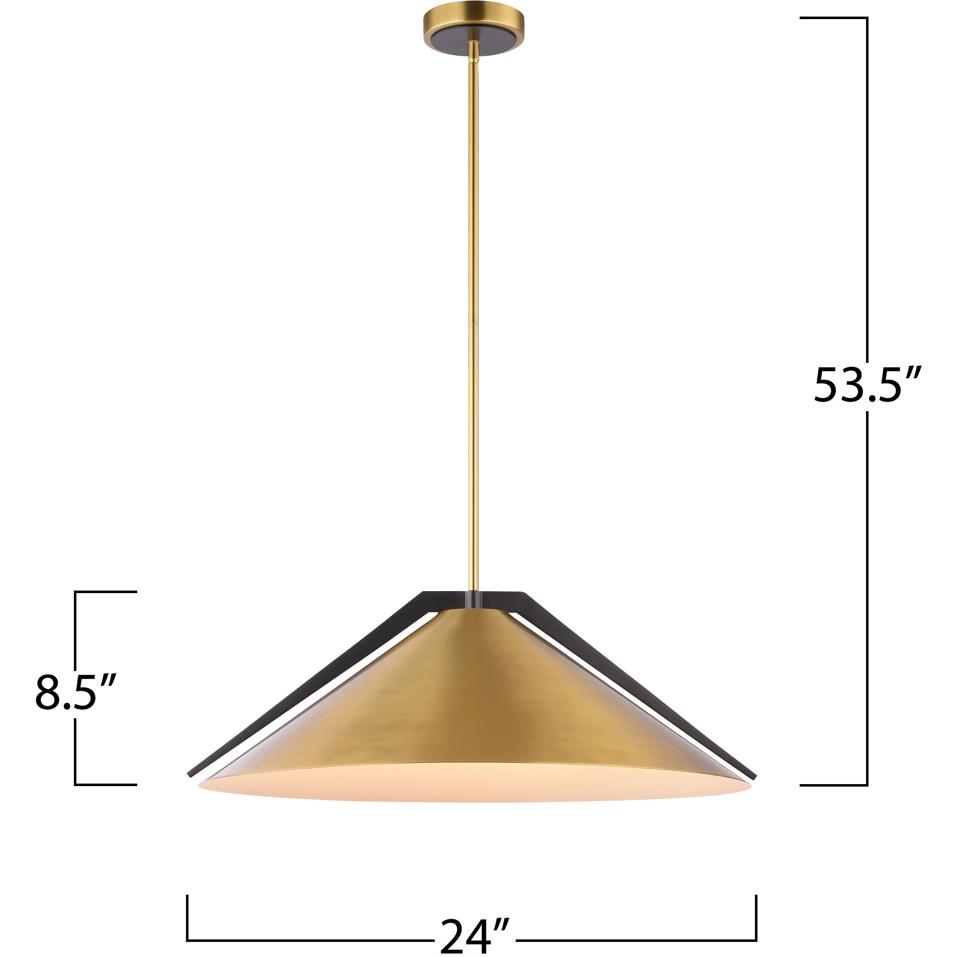 Baltic LED 24 inch Black and Brass Pendant Ceiling Light