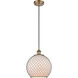 Ballston Large Farmhouse Chicken Wire LED 10 inch Brushed Brass Mini Pendant Ceiling Light, Ballston