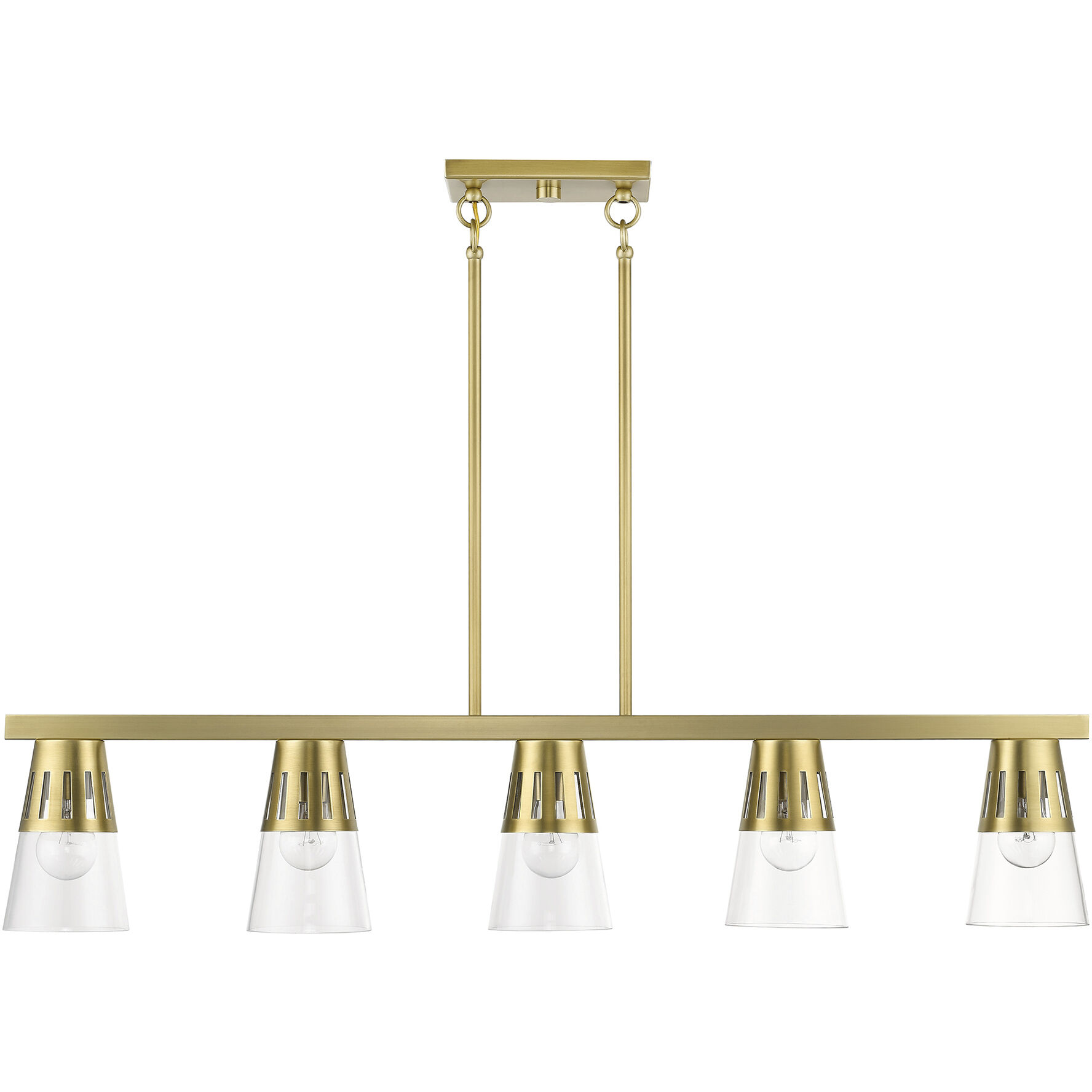 Bennington 5 Light 4.75 inch Natural Brass Large Linear Chandelier Ceiling Light