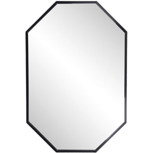 Stretched Octagon Mirror 35 X 24 inch Black-Powder Coated Mirror