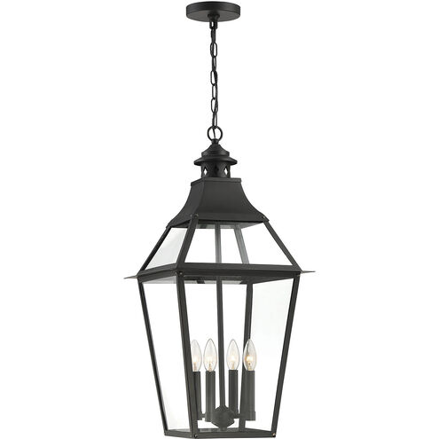 Jackson 4 Light 14 inch Black with Gold Highlights Outdoor Hanging Lantern