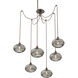 Coppa 6 Light 17 inch Flat Bronze Swag Multi-Pendant Ceiling Light in Smoke Optic