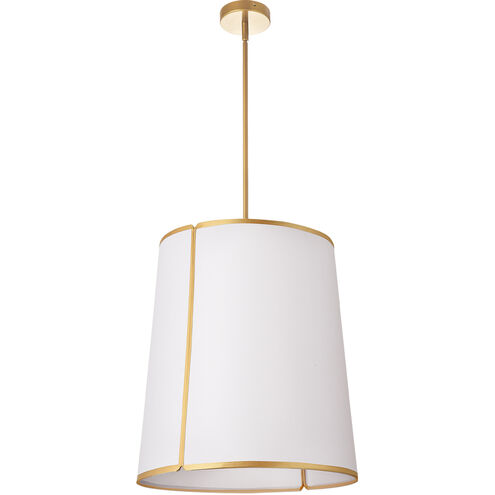 Notched Drum 3 Light 18.25 inch Gold with White Pendant Ceiling Light