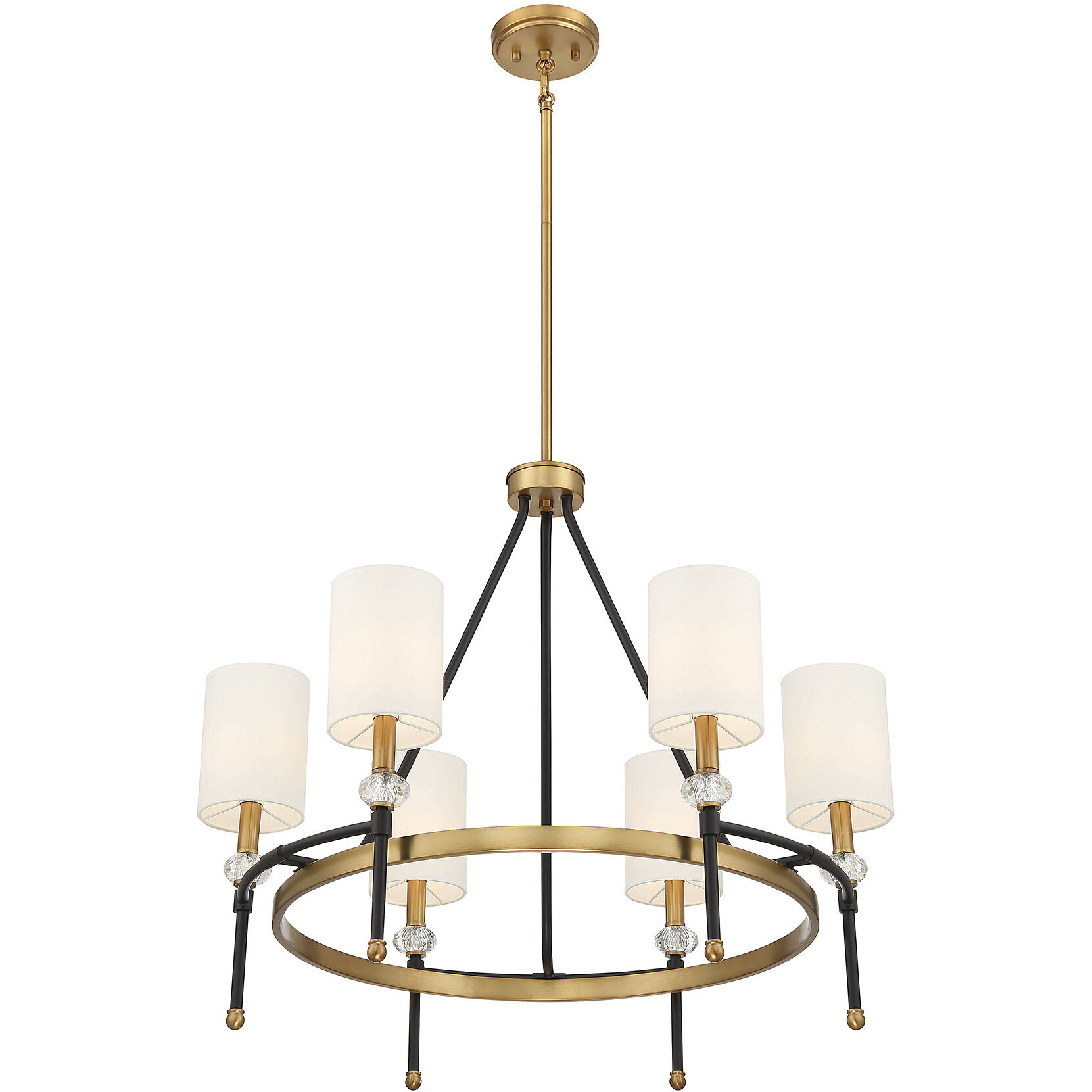 Tivoli 6 Light 28 inch Black with Warm Brass Accents Chandelier Ceiling Light