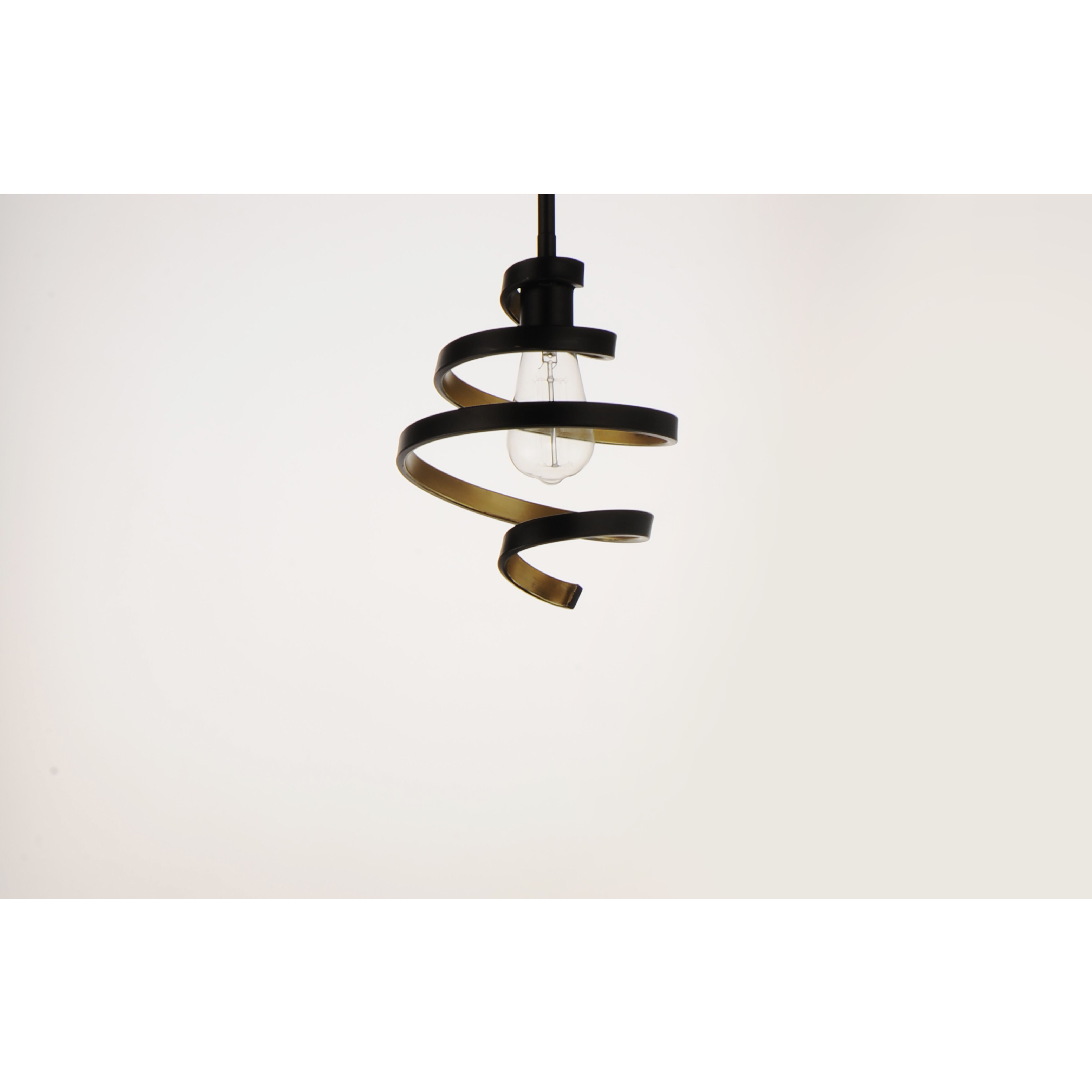 Twister 1 Light 8 inch Black/Gold Mini Pendant Ceiling Light 