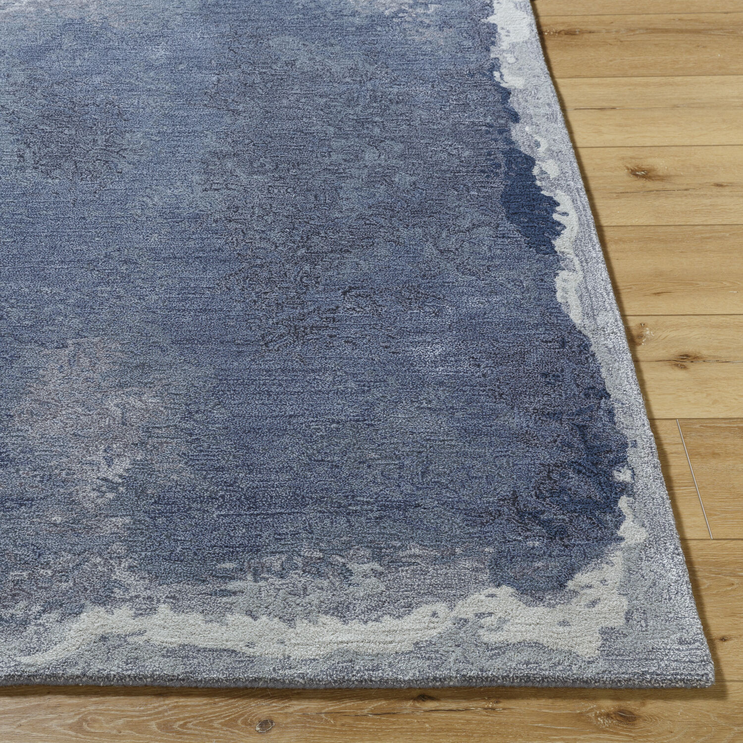 Kavita 90 X 60 inch Grey / Medium Grey / Dark Grey / Steel Grey / Nickel / Slate Blue / Metallic - Silver / Slate Handmade Rug in 5 x 8