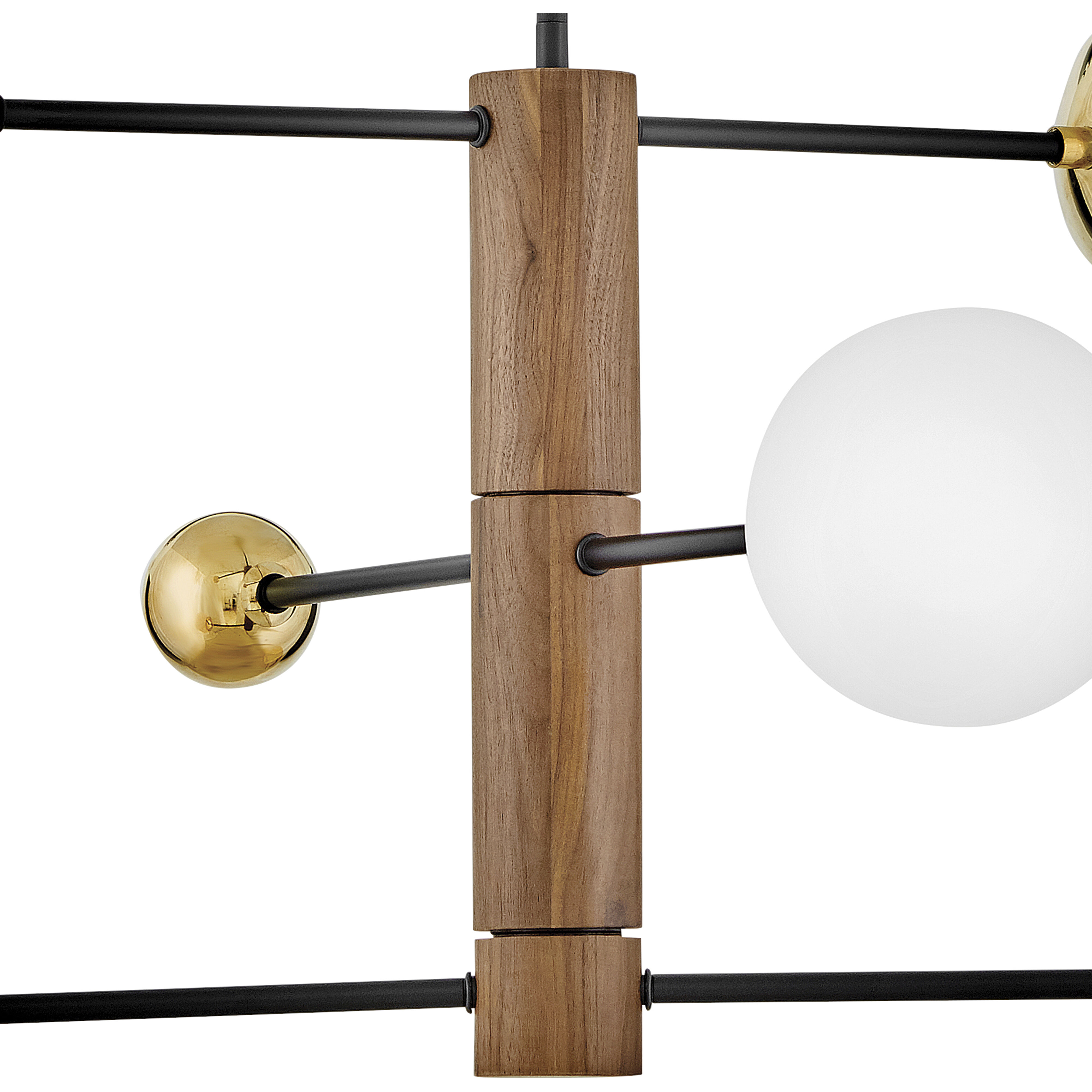 Auggie 3 Light 30.75 inch Bright Brass with Walnut Chandelier Ceiling Light