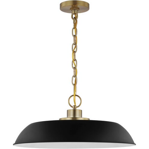 Colony 1 Light 20 inch Matte Black/Burnished Brass Pendant Ceiling Light