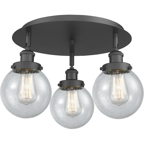 Beacon 3 Light 17.75 inch Matte Black Flush Mount Ceiling Light in Seedy
