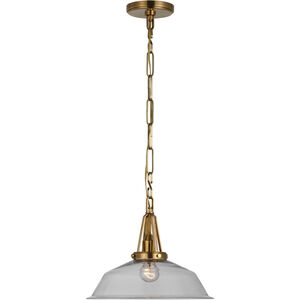 Chapman & Myers Layton LED 14 inch Antique-Burnished Brass Pendant Ceiling Light in Clear Glass