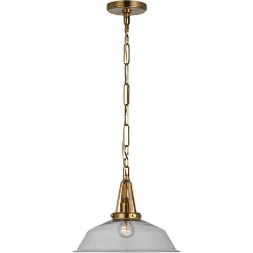 Chapman & Myers Layton LED 14 inch Antique-Burnished Brass Pendant Ceiling Light in Clear Glass