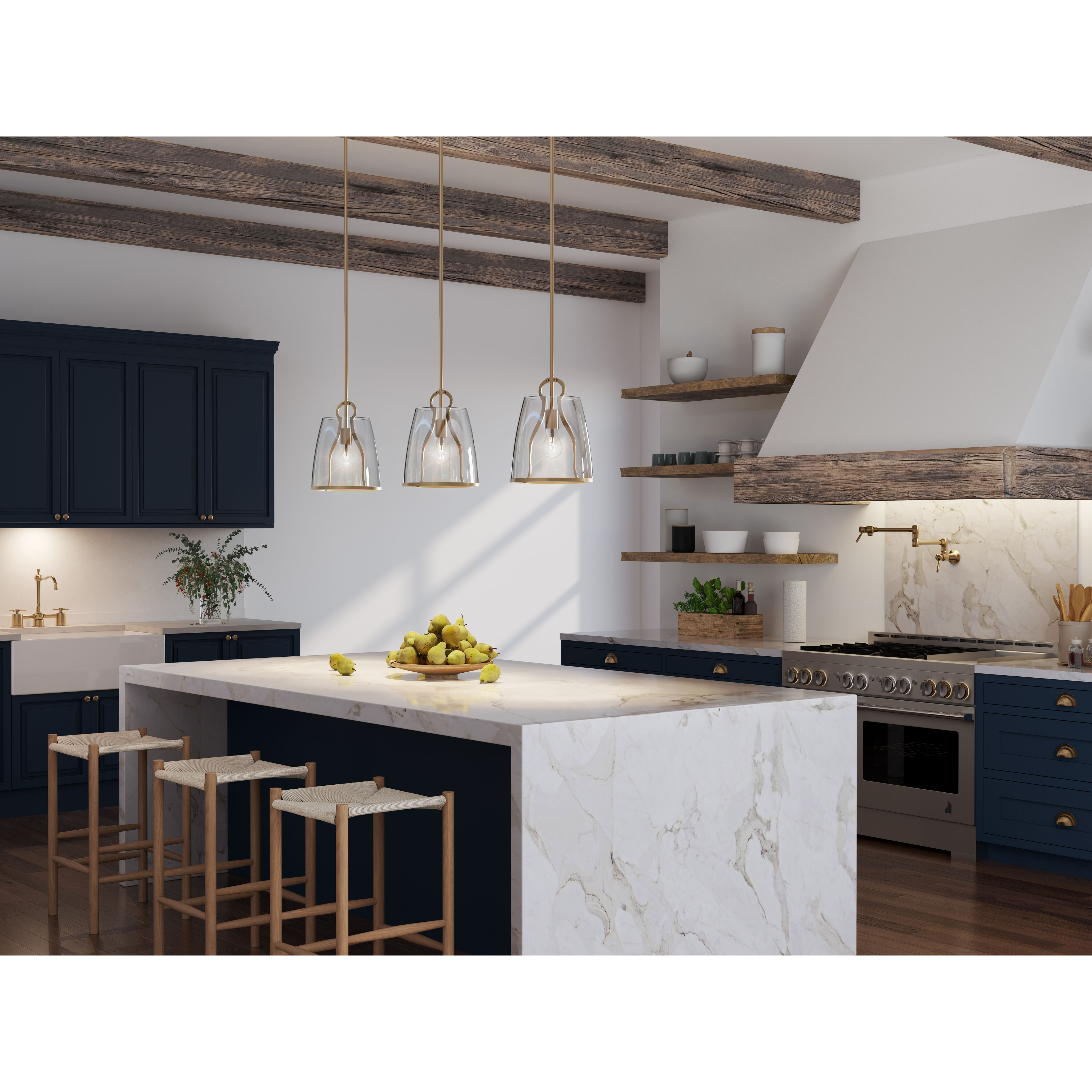 Caliper 1 Light 9.9 inch Modern Brass Pendant Ceiling Light in Clear