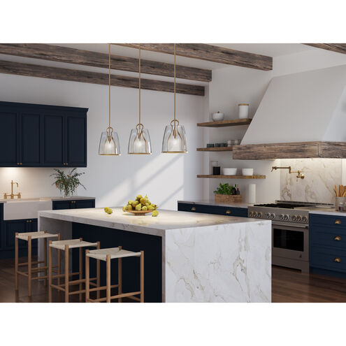 Caliper 1 Light 9.9 inch Modern Brass Pendant Ceiling Light in Clear