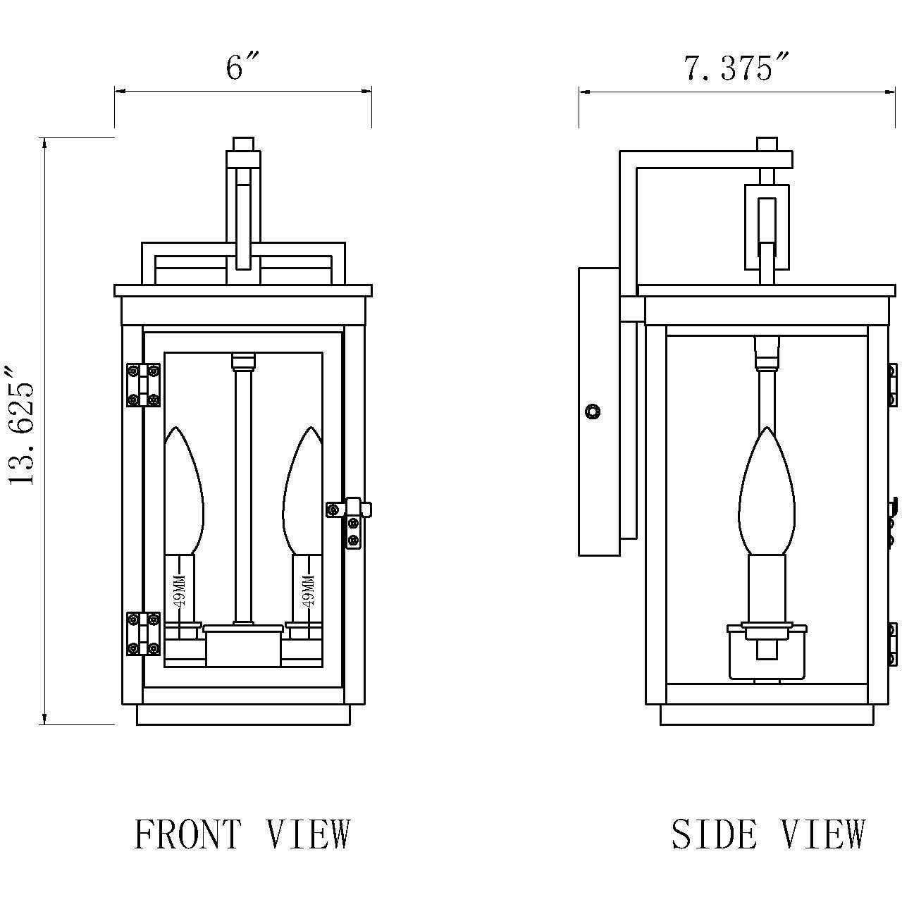 Hartwell 2 Light 13.75 inch Sand Black Outdoor Wall Light