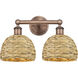 Edison Woven Rattan 2 Light 17 inch Antique Copper Bath Vanity Light Wall Light