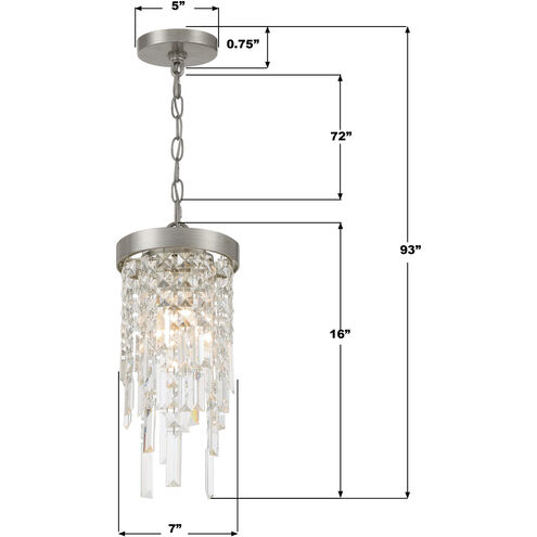 Winfield 1 Light 7 inch Antique Silver Mini Pendant Ceiling Light