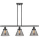 Ballston Large Cone LED 36 inch Matte Black Island Light Ceiling Light in Plated Smoke Glass, Ballston