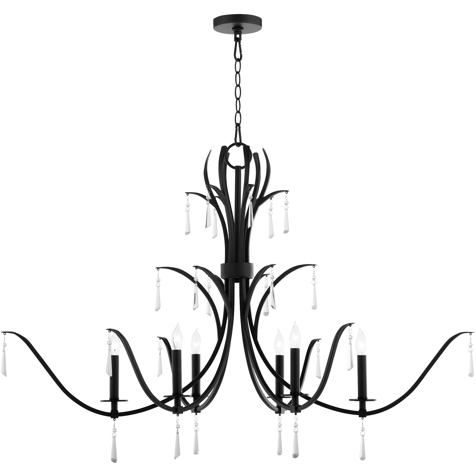 Majesty 6 Light 38 inch Matte Black Chandelier Ceiling Light
