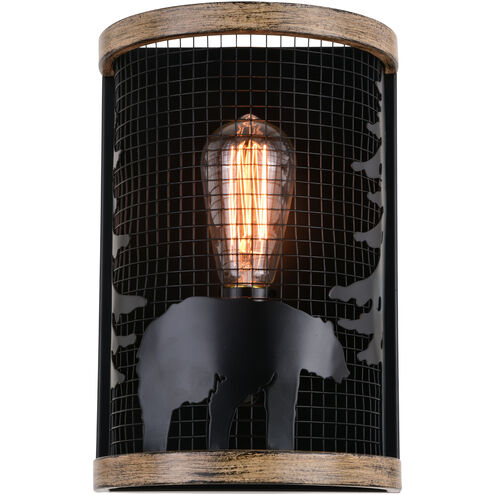 Kodiak LED 8 inch Black and Burnished Teak Wall Light
