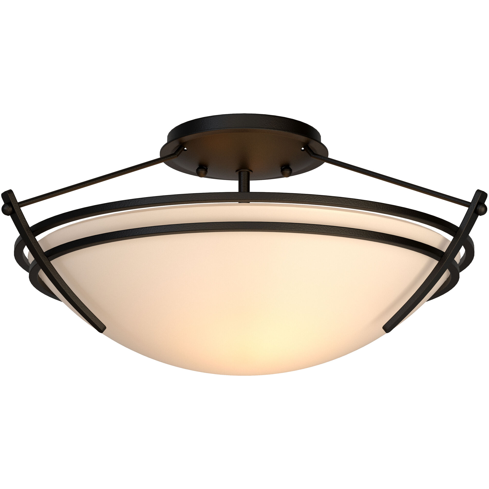 Presidio Tryne 2 Light 16.4 inch Black Semi-Flush Ceiling Light in Opal, Small