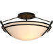 Presidio Tryne 2 Light 16.4 inch Black Semi-Flush Ceiling Light in Opal, Small