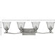 Bolla 4 Light 35.75 inch Brushed Nickel Vanity Light Wall Light in Clear Seedy