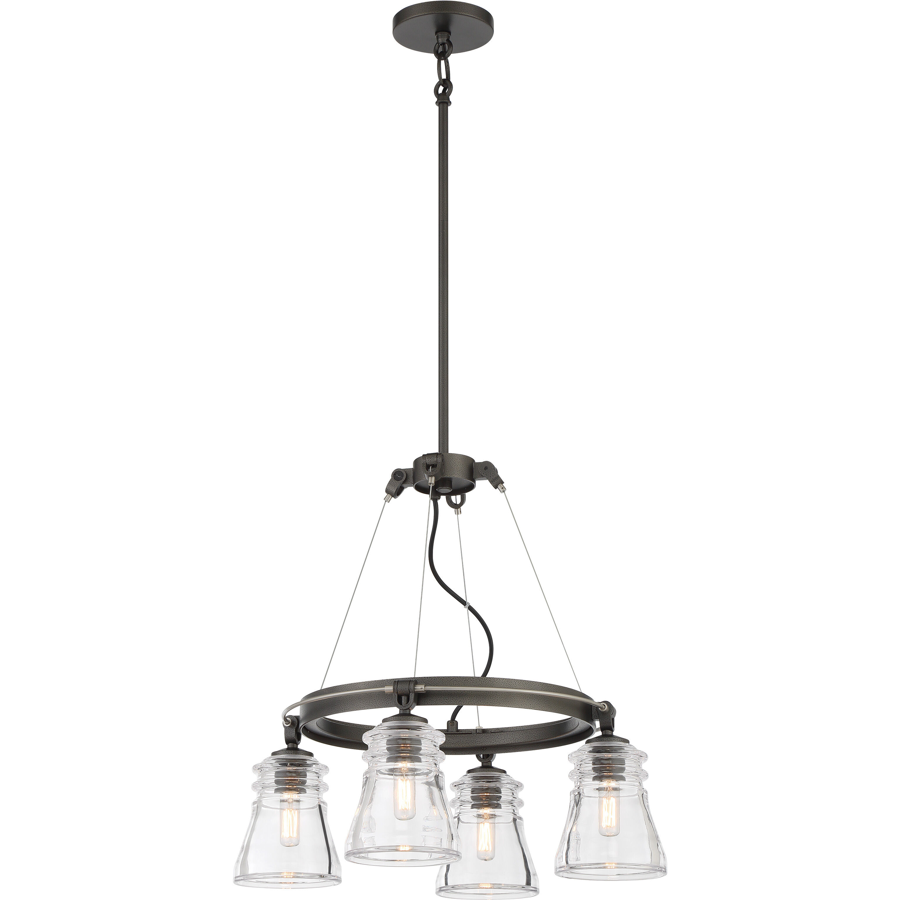 Graham Avenue 4 Light Smoked Iron/Brushed Nickel Chandelier Ceiling Light