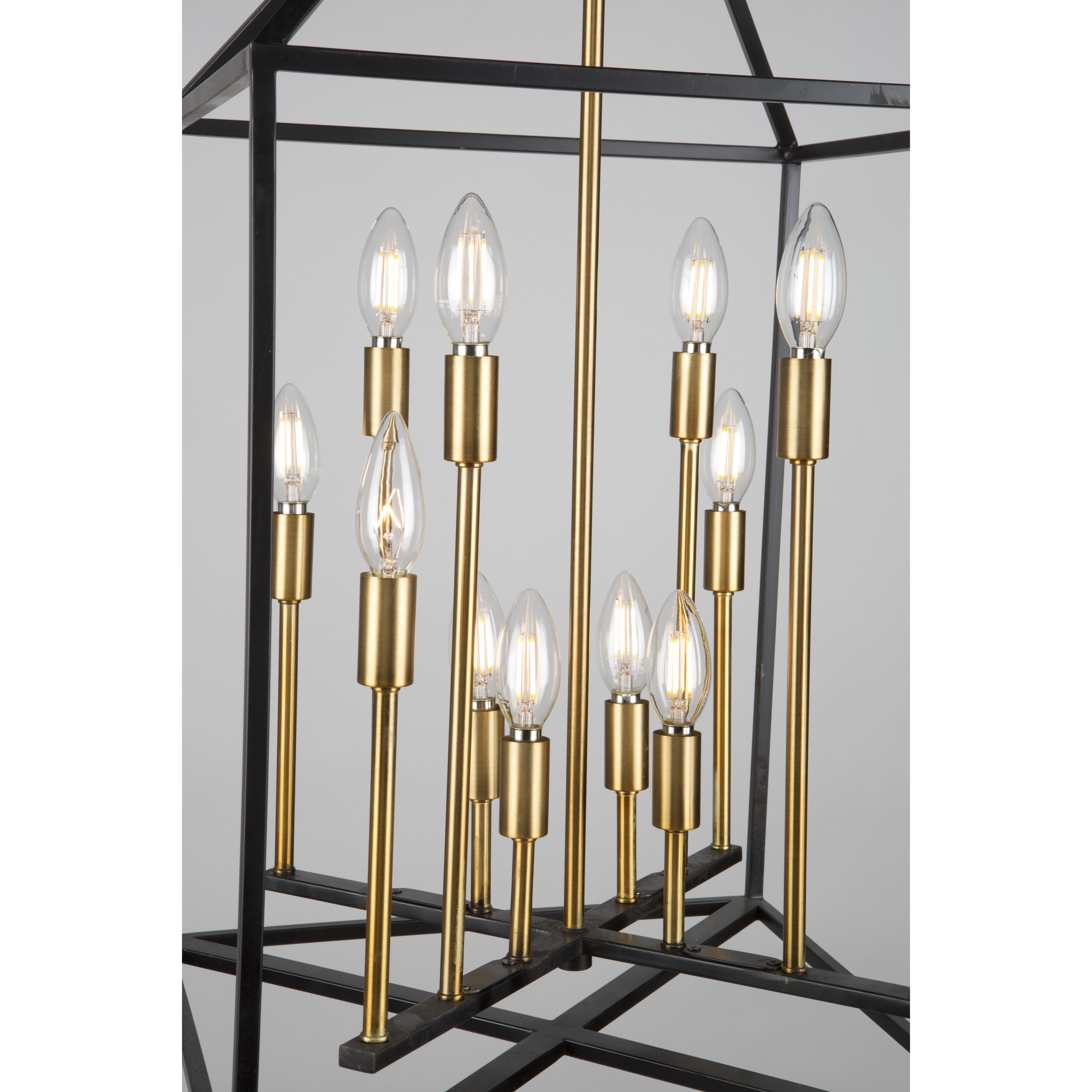 Twilight 12 Light 16 inch Matte Black and Harvest Brass Up Chandelier Ceiling Light