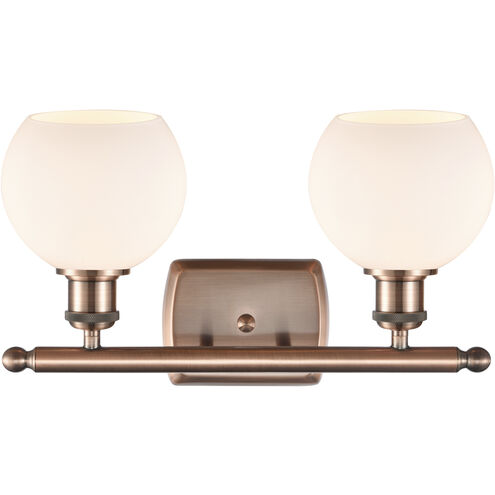 Ballston Athens LED 16 inch Antique Copper Bath Vanity Light Wall Light in Matte White Glass