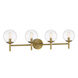 Auresa 4 Light 35 inch Soft Brass Bath Light Wall Light