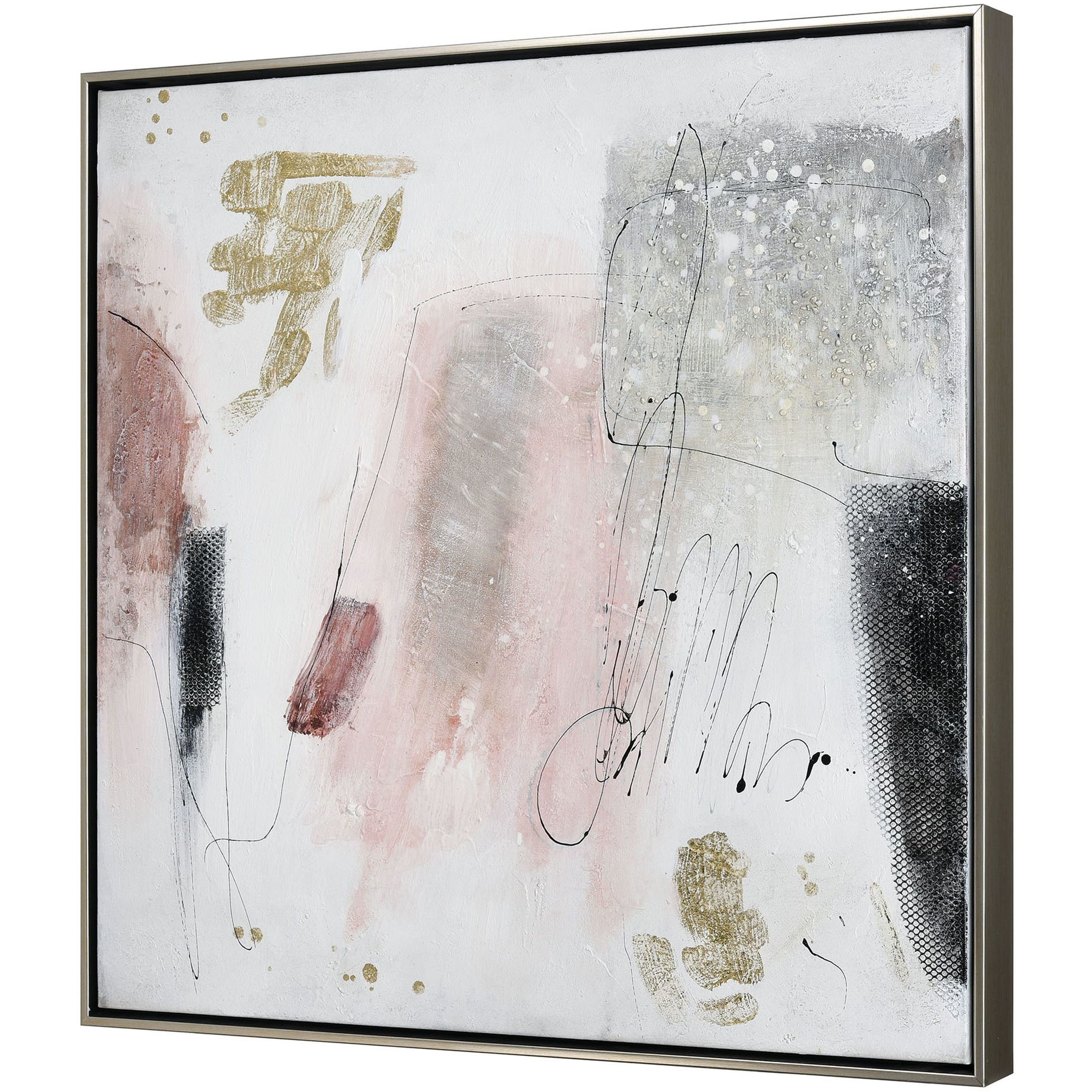Modern Blush II White with Light Pink and Champagne Silver Framed Wall Art