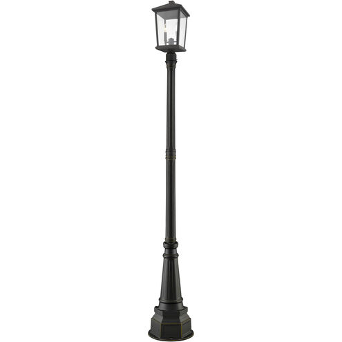 Beacon 3 Light 93.75 inch Oil Rubbed Bronze Outdoor Post Mounted Fixture in 28