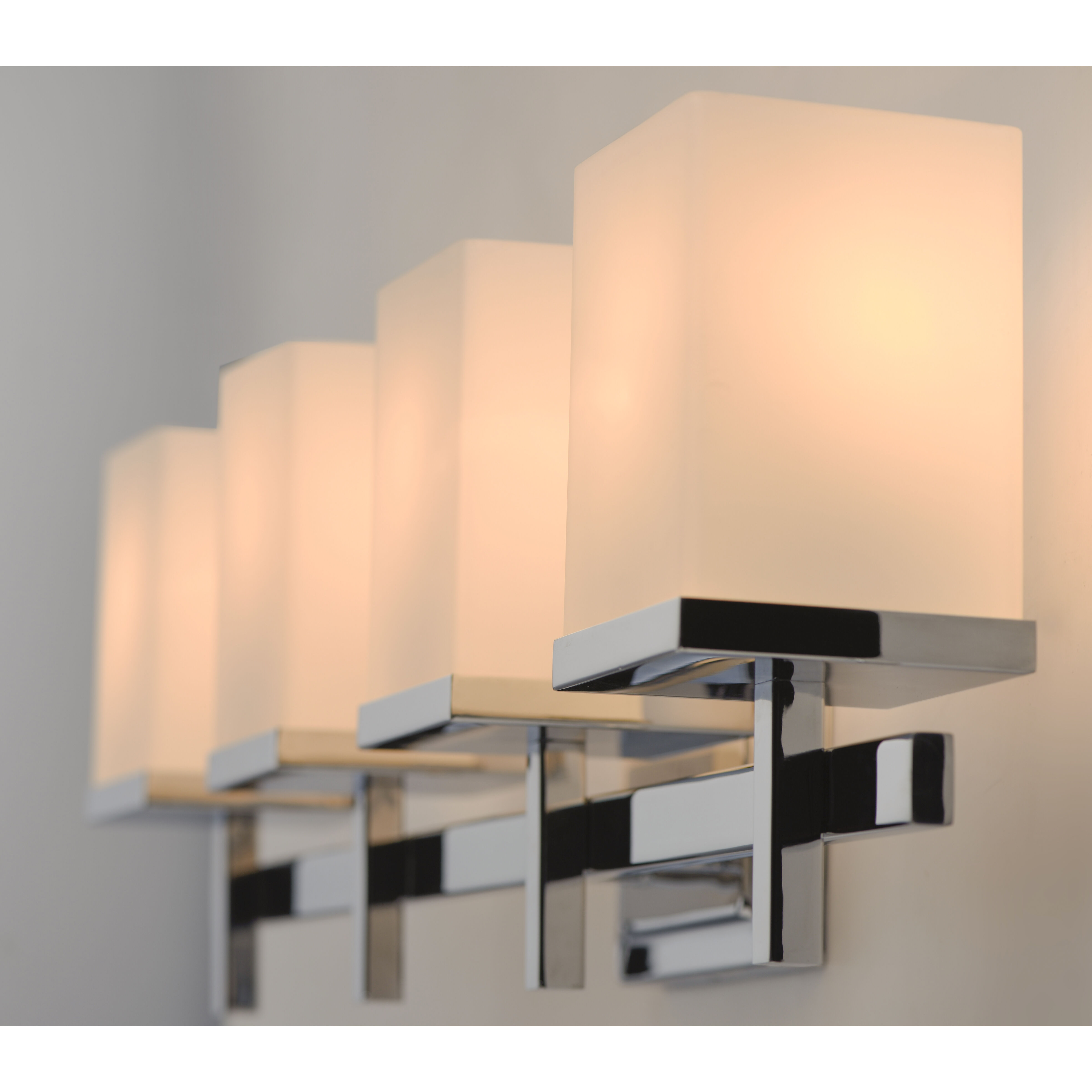 Tetra 4 Light 30 inch Polished Chrome Bath Vanity Wall Light in Satin White