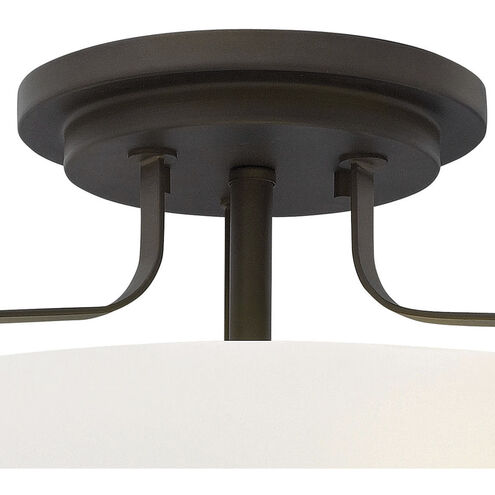 Harper 3 Light 14.5 inch Oil Rubbed Bronze Indoor Semi-Flush Mount Ceiling Light in White