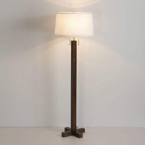 Swiss Cross 60 inch 23.00 watt Dark Walnut and Weathered Brass Floor Lamp Portable Light