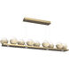 Cabochon LED 58.8 inch Gilded Brass with Travertine Stone Linear Chandelier Ceiling Light in 2700K LED, Opal White