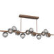 Luna LED 72 inch Burnished Bronze Chandelier Ceiling Light in 3000K LED, Floret Inner - Smoke Outer, Twisted Branch