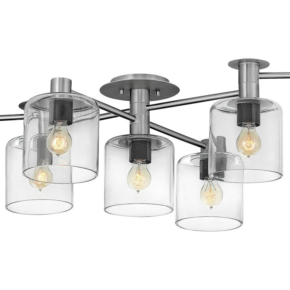 Axel 7 Light 58.75 inch Brushed Nickel with Black Indoor Semi-Flush Mount Ceiling Light