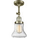 Franklin Restoration Bellmont LED 6 inch Antique Brass Semi-Flush Mount Ceiling Light in Seedy Glass, Franklin Restoration