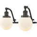 Franklin Restoration Beacon 2 Light 16 inch Oil Rubbed Bronze Bath Vanity Light Wall Light in Matte White Glass, Franklin Restoration