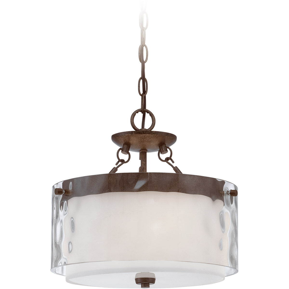 Kenswick 3 Light 14 inch Peruvian Bronze Convertible Semi Flush Ceiling Light, Convertible to Pendant