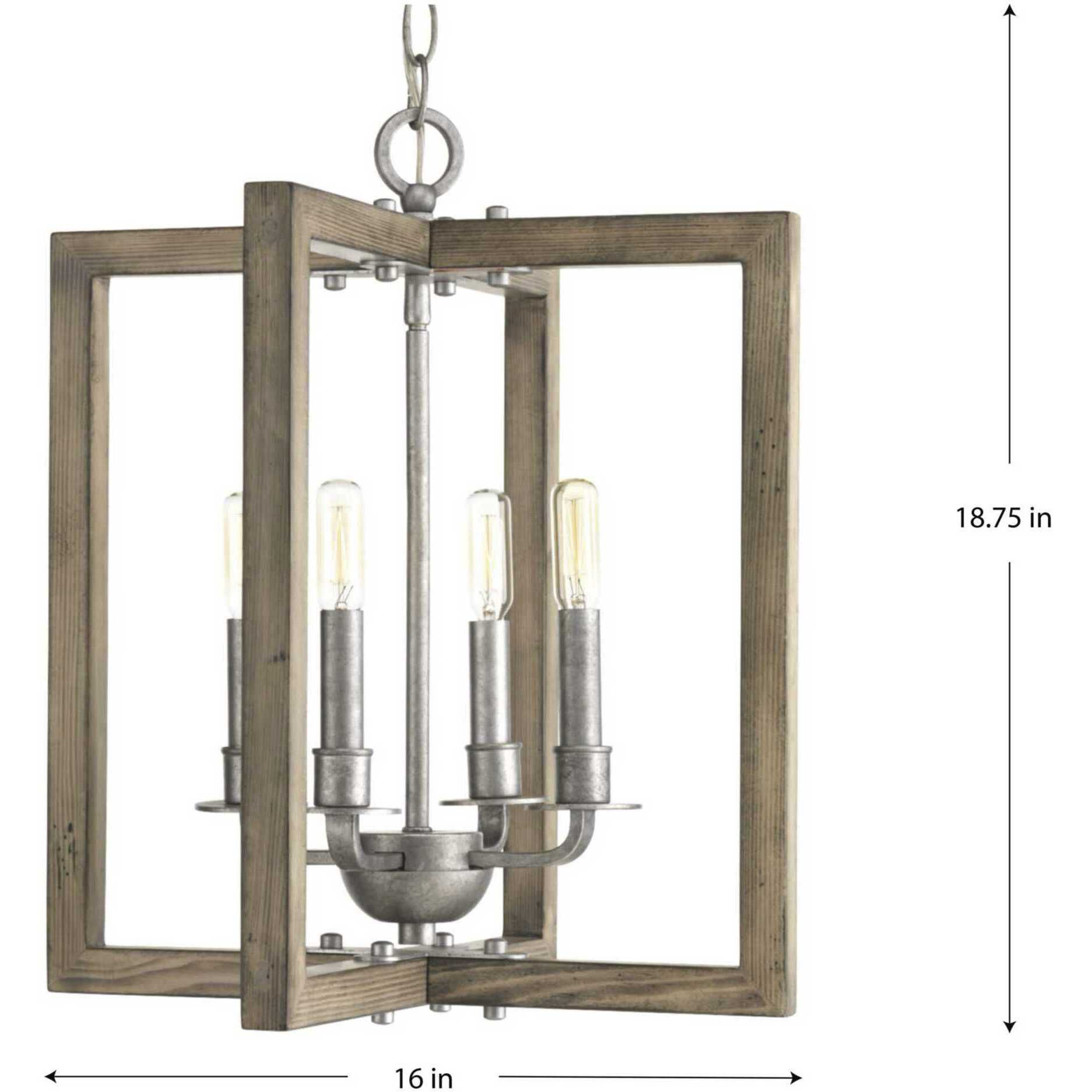 Turnbury 4 Light 16 inch Galvanized Chandelier Ceiling Light, Design Series