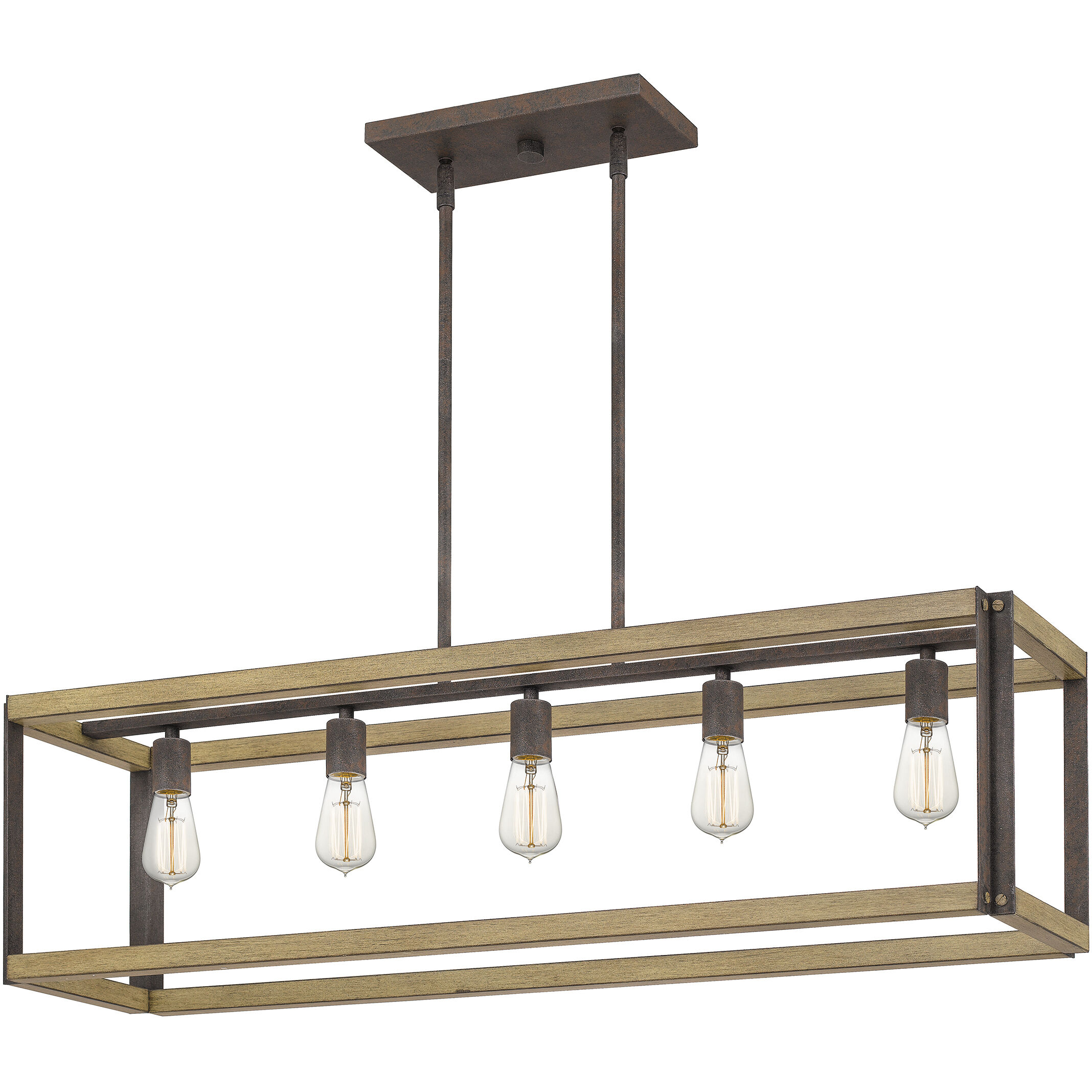 Finn 5 Light 42 inch Rustic Black Island Light Ceiling Light