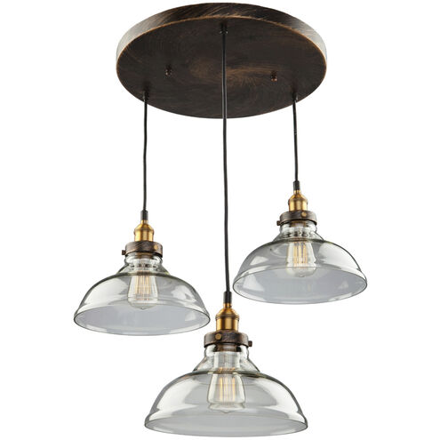 Greenwich 3 Light 13 inch Bronze and Copper Pendant Ceiling Light